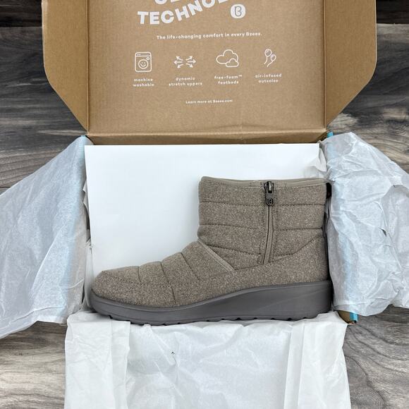 NIB Bzees Glacier 9M Zipper Comfort Ankle Boots Booties Taupe - Picture 9 of 12